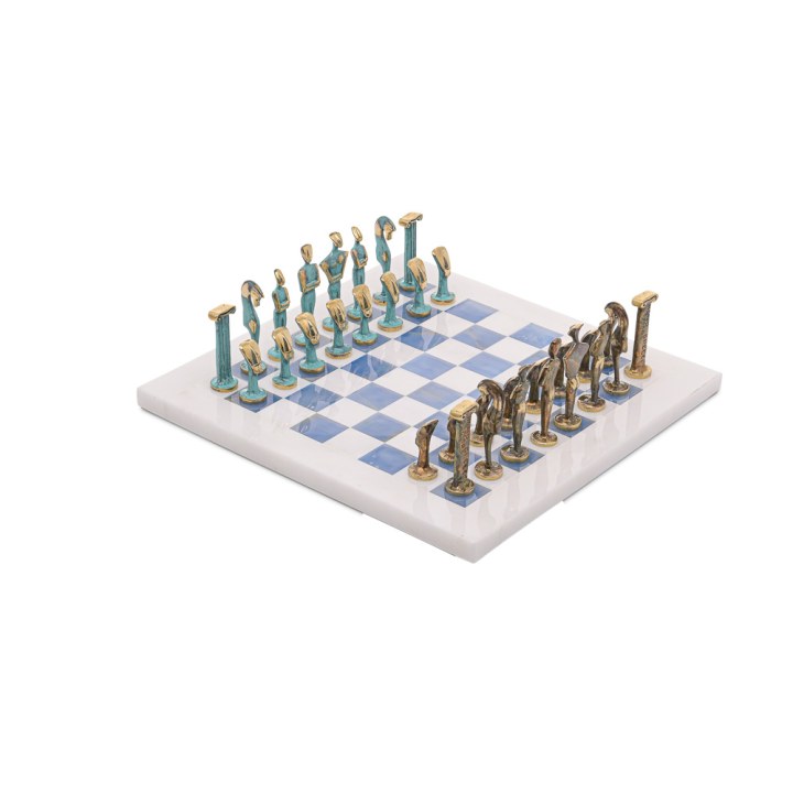 Cycladic Marble Chess Blue - White Cycladic Marble Chess Blue - White